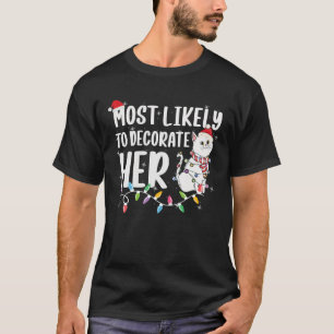 T-shirt Très Probable De Décorer Son Chat Famille de Noël 