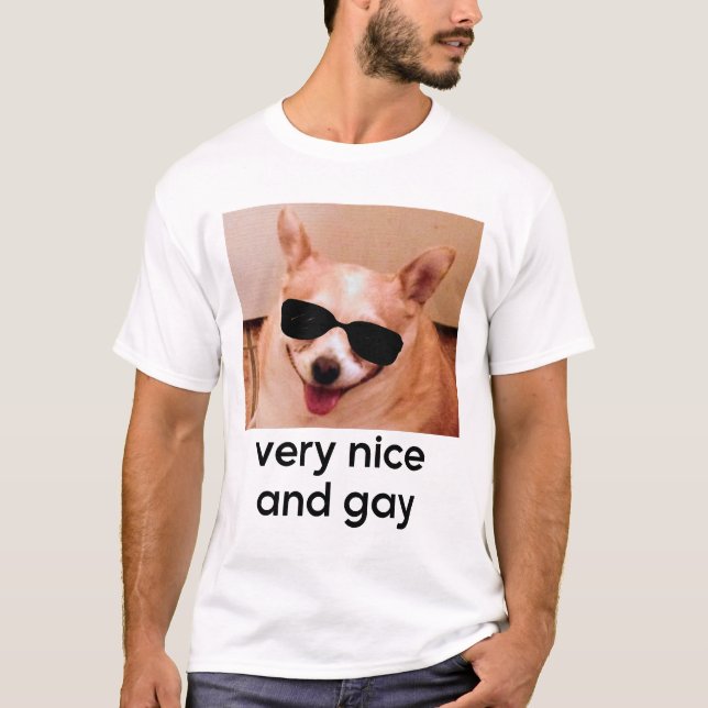 T-shirt Très Sympa Et Gay Drôle Verres Chien Mème (Devant)