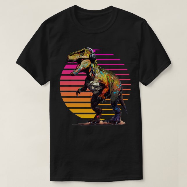 T-shirt Trex avec casque rétro art1 (Design devant)