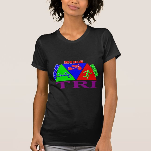 T-shirt TRI conception de PYRAMIDE de course de vélo de (Devant)