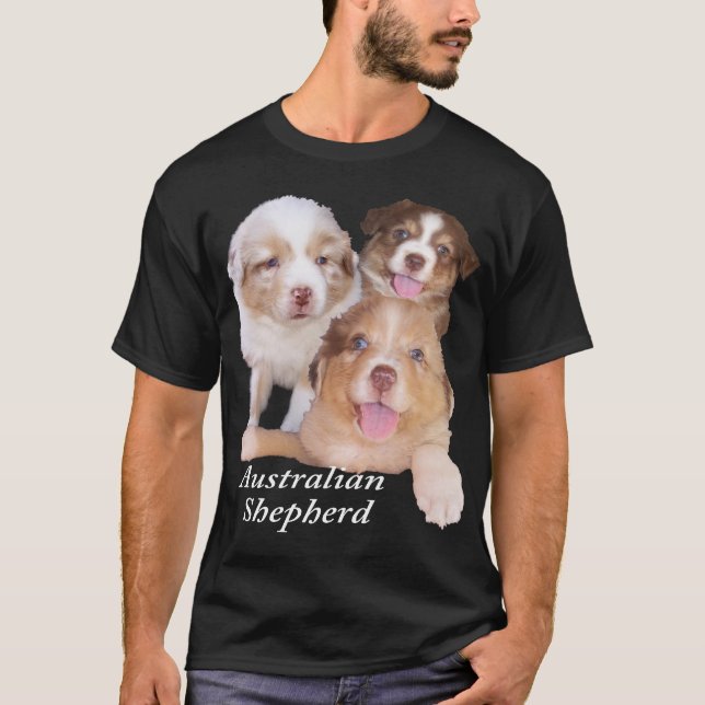 T-shirt Tri et rouges chiots rouges d'Australien de Merle (Devant)