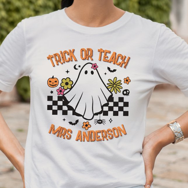 T-shirt Tri ou enseigner Retro Ghost enseignant Halloween (Créateur téléchargé)