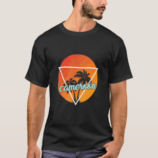 T-shirt Triangle en forme de soleil camerounais avec palme
