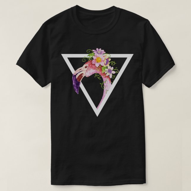 T-shirt Triangle Flamant rose aquarelle (Design devant)