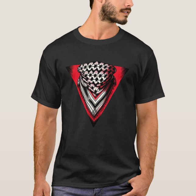 T-shirt Triangle rouge inversé keffiyeh (Devant)