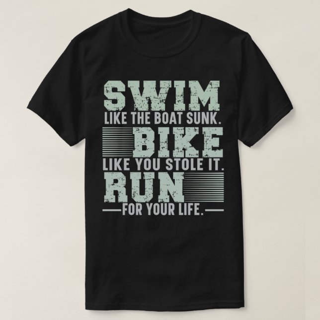 T-shirt Triathle Triathlon Triathlon Swim Run Vélo Ride (Design devant)