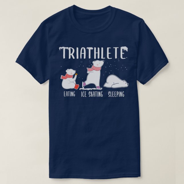 T-shirt Triathlete Eating Ice Skating Sleeping Polar Bear  (Design devant)