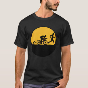 T-shirt Triathlon 3 Étapes Pleine Nuit Lune Natation Vélo