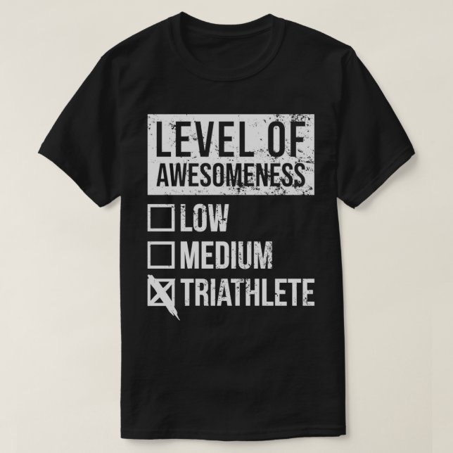 T-shirt Triathlon Art Drôle Niveau De Triathlon (Design devant)