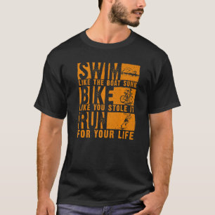 T-shirt Triathlon Cool Pour Hommes Femmes Bateau Nager Vél