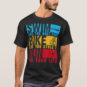 T-shirt Triathlon cool Pour Hommes Femmes Bateau Swim Vélo