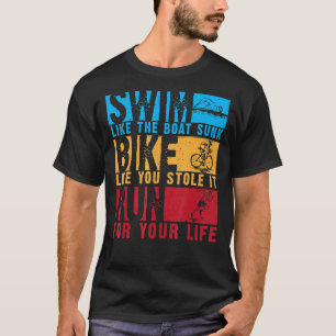 T-shirt Triathlon cool Pour Hommes Femmes Bateau Swim Vélo
