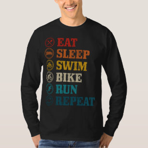 T-shirt Triathlon Manger Sommeil Nager Vélo Course Répéter