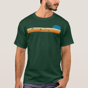 T-shirt Triathlon nage course vélo retro coucher de soleil