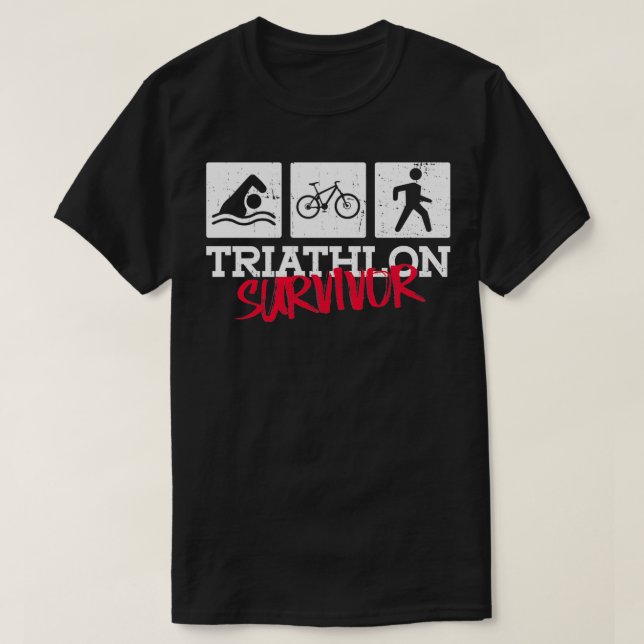 T-shirt Triathlon Survivant Triathlon Formation Triathlon (Design devant)