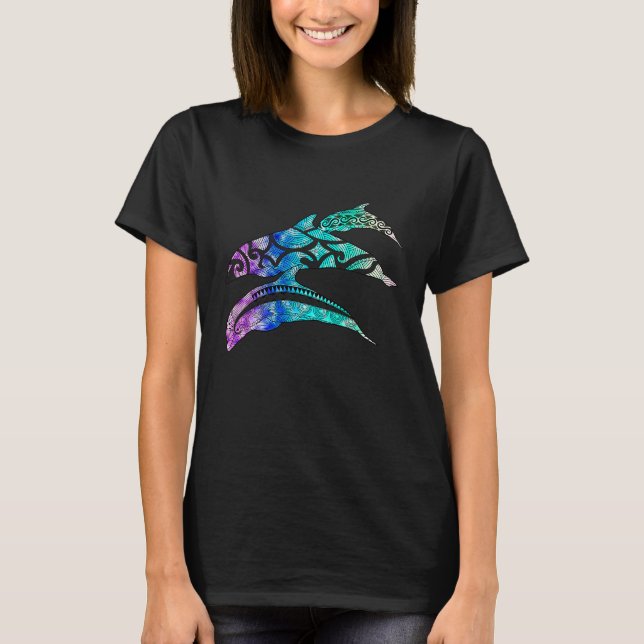 T-shirt Tribal Dolphin Pod Ocean (Devant)