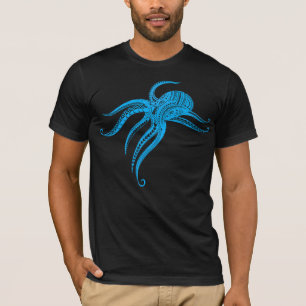 T-shirt TRIBAL POLYNÉSIEN OCTOPUS LtBlue