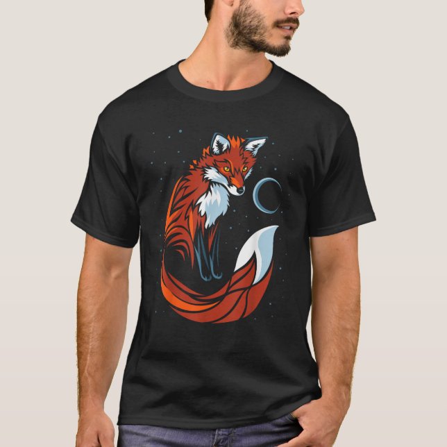T-shirt Tribal tail fox  graphic design  (Devant)