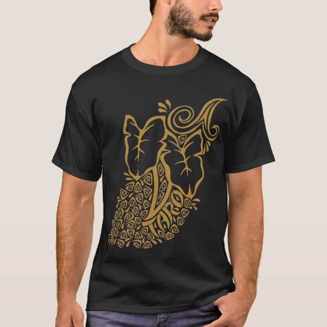 T-shirt tribal tropical hawaïen de jardin de taro (Devant)