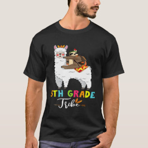 T-shirt Tribe de 5e année Sloth Riding Llama Retour à Scho