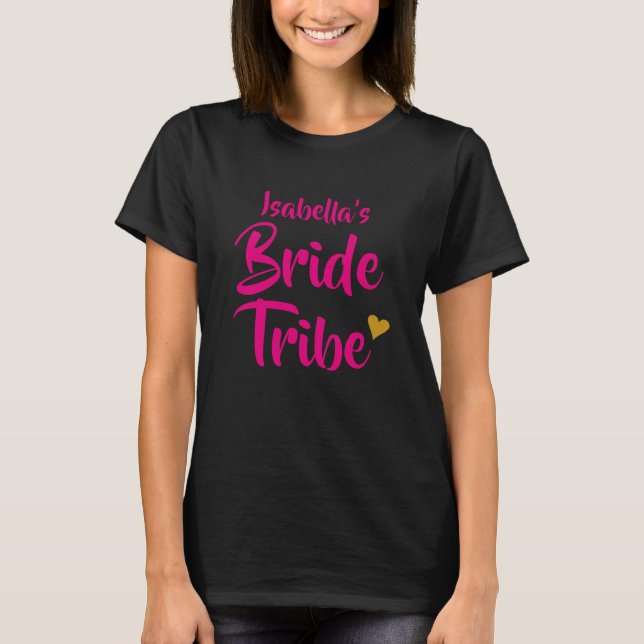 T-shirt Tribe de mariée personnalisée Gold Heart (Devant)