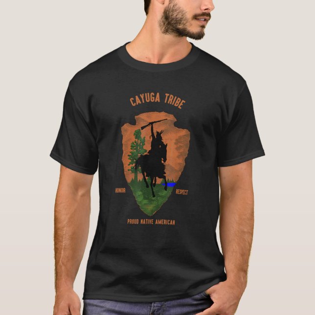 T-shirt tribu Cayuga Amérindiens Fier Retro Ar (Devant)