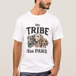 T-shirt Tribu de chiens a des pattes design de gravure vin