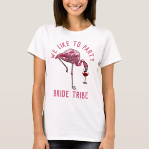 T-shirt Tribu de la mariée flamant rose aime faire la fête