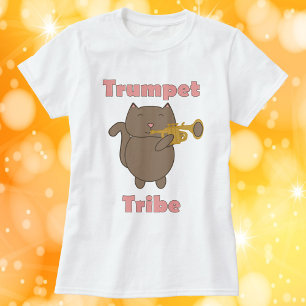 T-shirt Tribu Trompette Chat Brun Rose