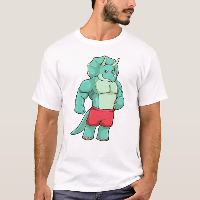 T-shirt Tricératops comme Bodybuilder à Bodybuilding (Devant)