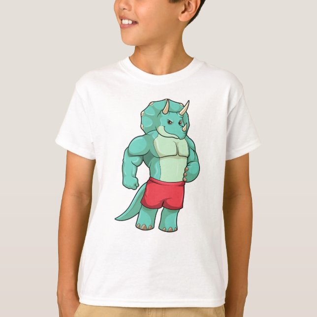 T-shirt Tricératops comme Bodybuilder à Bodybuilding (Devant)