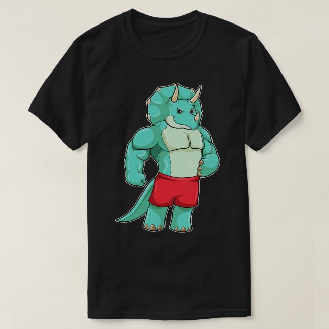 T-shirt Tricératops comme Bodybuilder à Bodybuilding (Design devant)