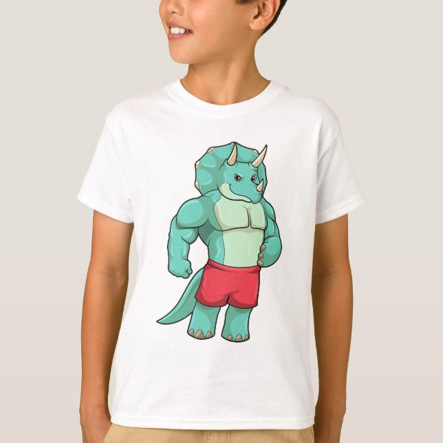 T-shirt Tricératops comme Bodybuilder à Bodybuilding (Devant)