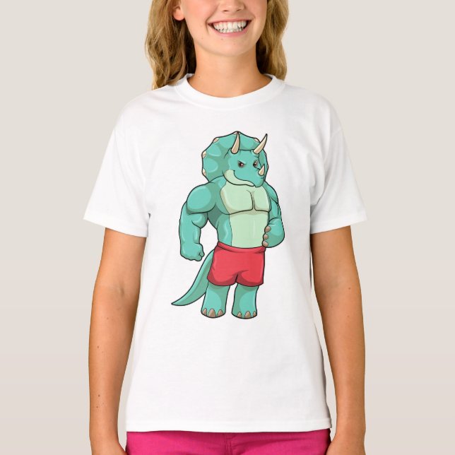 T-shirt Tricératops comme Bodybuilder à Bodybuilding (Devant)