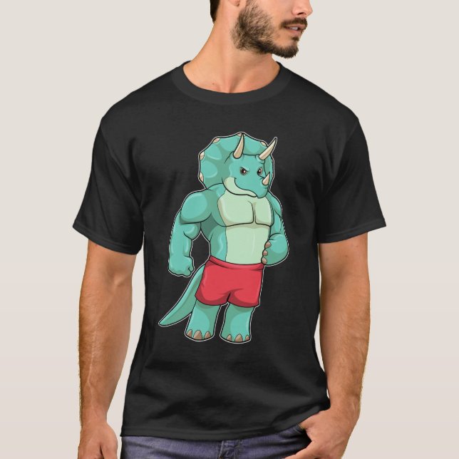 T-shirt Tricératops comme Bodybuilder à Bodybuilding (Devant)