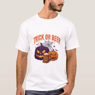 T-shirt Trick Or Beer Mug citrouilles d'Halloween Toile d'