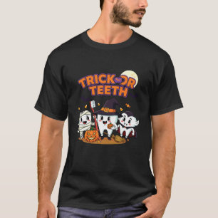 T-shirt Trick Or Brosse À Dents Dentiste Hygiéniste Dentai