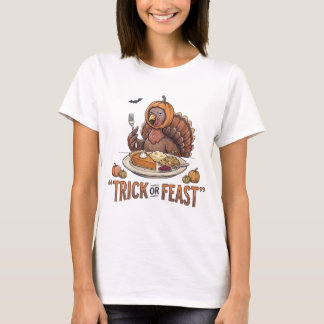 T-shirt Trick or Feast Dinde Citrouille Halloween