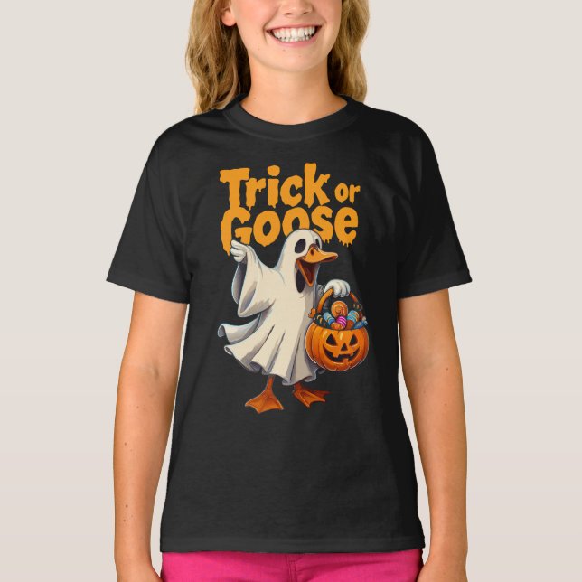 T-shirt Trick or Goose Halloween Goose (Devant)