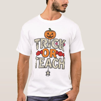 T-shirt Trick Or Teach Halloween Professeur Vintage Vector