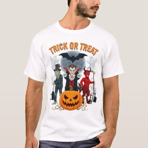 T-shirt Trick Or Treat Halloween Vampire Zombie Diable Cit