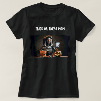 T-shirt Trick or Treat Mom AI Robot avec Citrouille & Trai