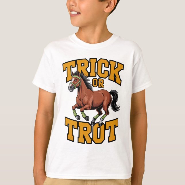 T-shirt Trick or Trot Horse Design for Equestrian Fans (Devant)