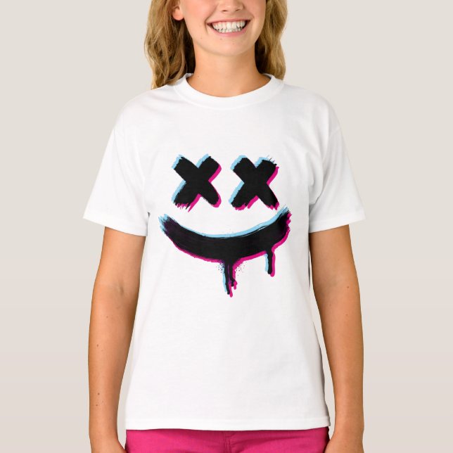 T-shirt Trick ou traitement Halloween visage souriant (Devant)