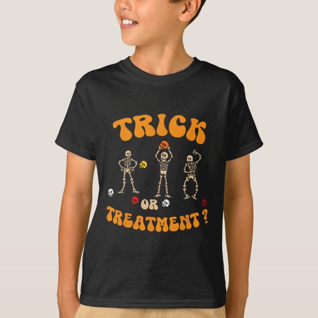 T-shirt Trick Ou Traitement Physique Thérapie Squelette Pt (Devant)