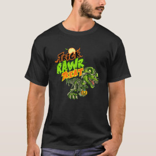 T-shirt Trick Rawr Treat Dinosaur Citrouille Halloween pou