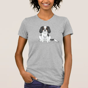 T-shirt Tricolor Cavalier King Charles Spaniel Chien Assis