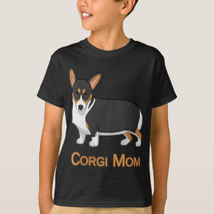 T-shirt Tricolore noir mignon Pembroke Welsh Corgi Maman C