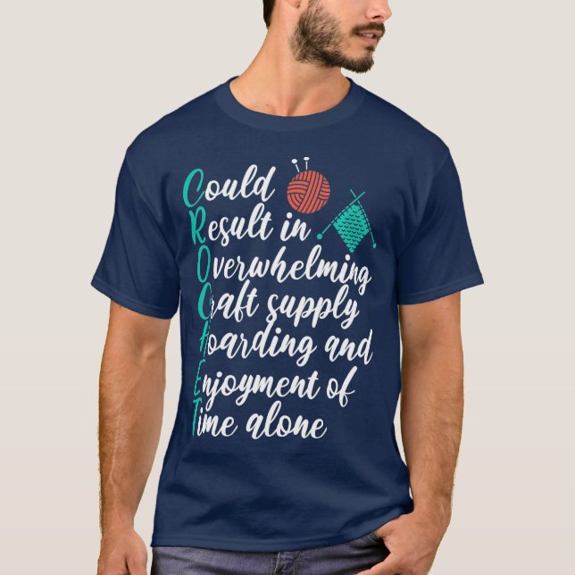 T-shirt Tricot Citation Drôle Knitter Crafty (Devant)