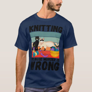 T-shirt Tricot Parce Que Le Meurtre Est Mauvais Chat Vinta